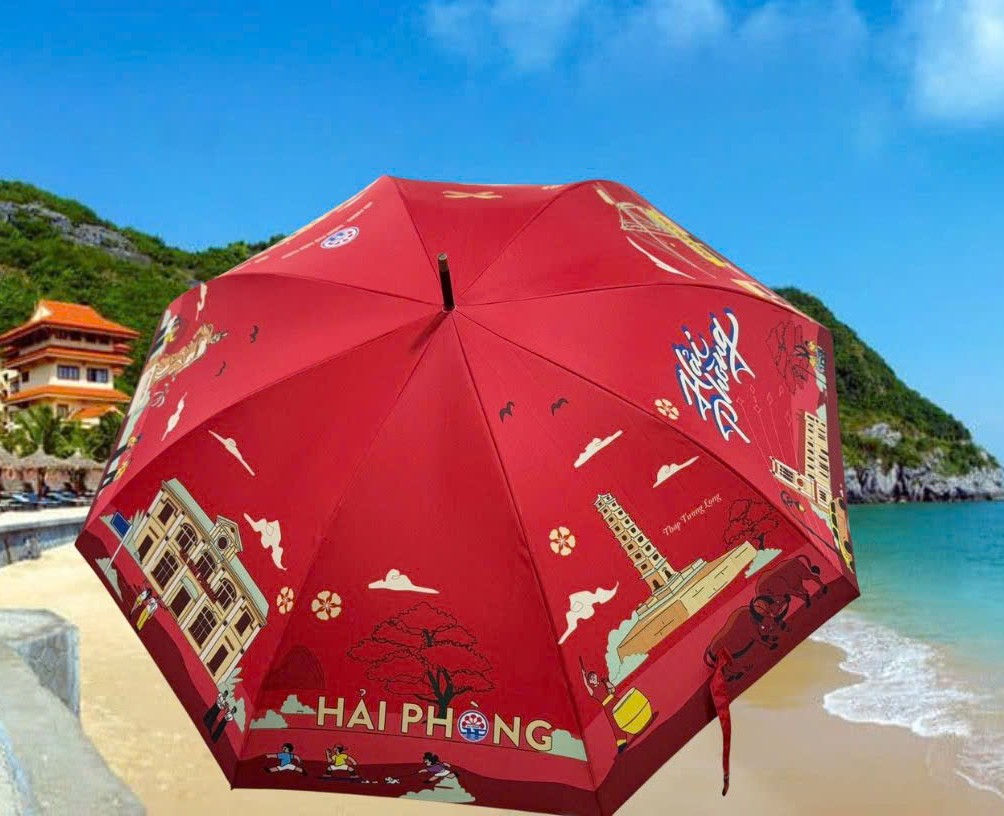 Ô cán thẳng 8 nan in địa danh Hải Phòng